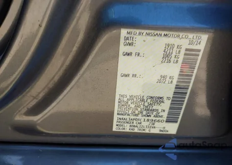 2015 Nissan Altima 2.5 Sv z USA, uszkodzony, nr VIN 1N4AL3AP0FC189660